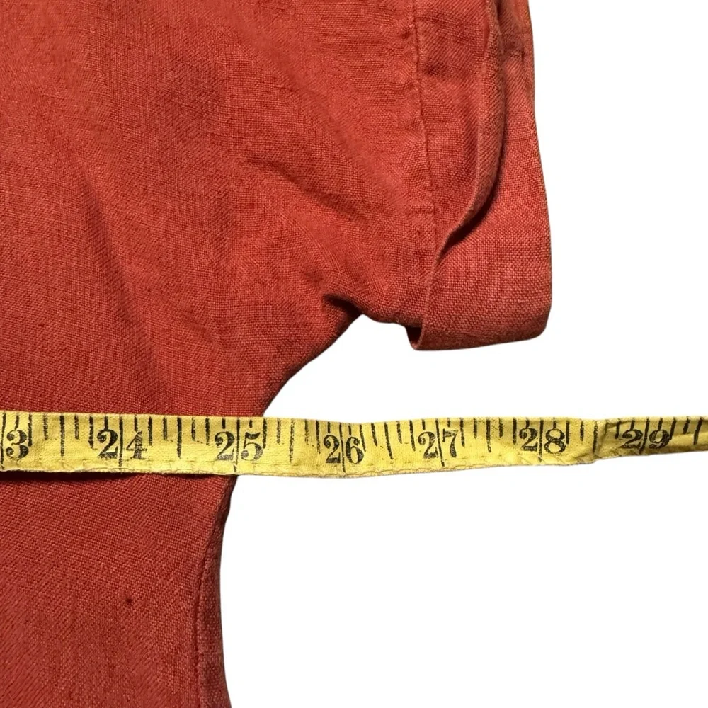 Lungo L' Arno Short Sleeve Shirt Orange Red Womens 100% Linen Size 1X - Picture 5 of 6